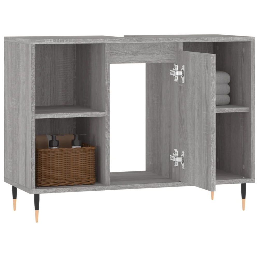 Badkamerkast 80x33x60 cm bewerkt hout grijs sonoma eikenkleurig MeubelReus