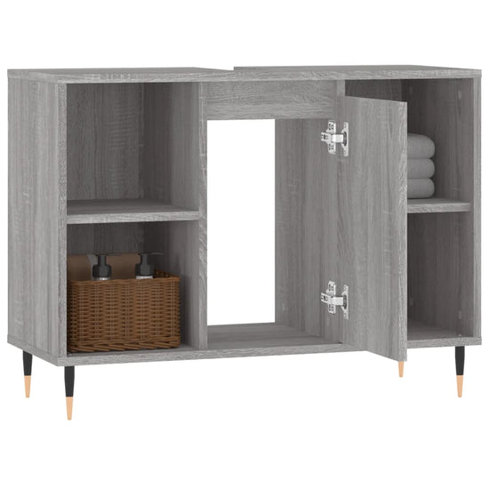 Badkamerkast 80x33x60 cm bewerkt hout grijs sonoma eikenkleurig MeubelReus