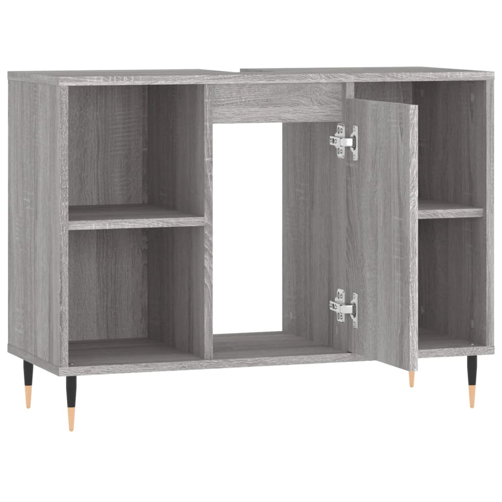 Badkamerkast 80x33x60 cm bewerkt hout grijs sonoma eikenkleurig MeubelReus