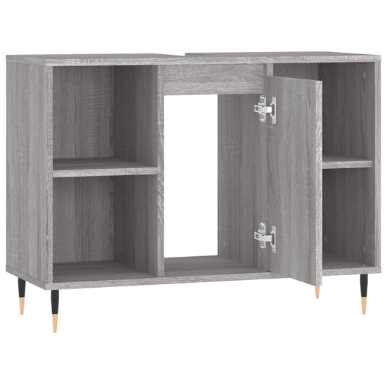 Badkamerkast 80x33x60 cm bewerkt hout grijs sonoma eikenkleurig MeubelReus