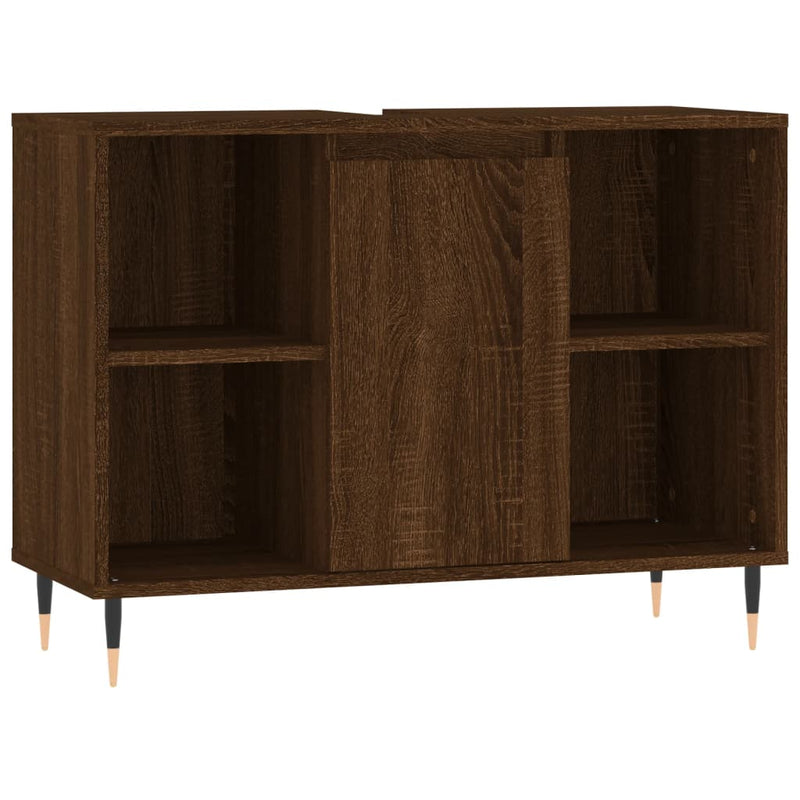 Badkamerkast 80x33x60 cm bewerkt hout bruin eikenkleur MeubelReus