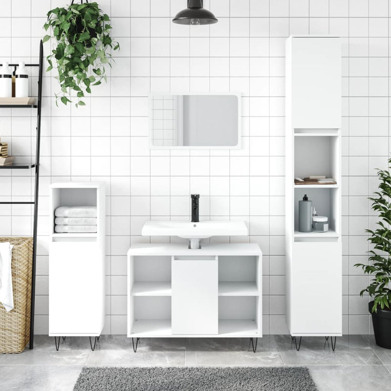 Badkamerkast 80x33x60 cm bewerkt hout wit MeubelReus