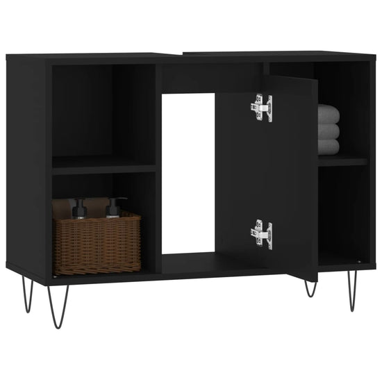 Badkamerkast 80x33x60 cm bewerkt hout zwart MeubelReus