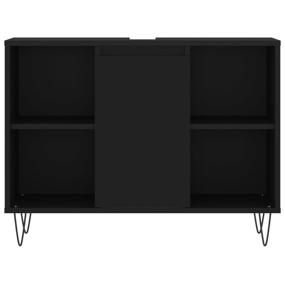 Badkamerkast 80x33x60 cm bewerkt hout zwart MeubelReus