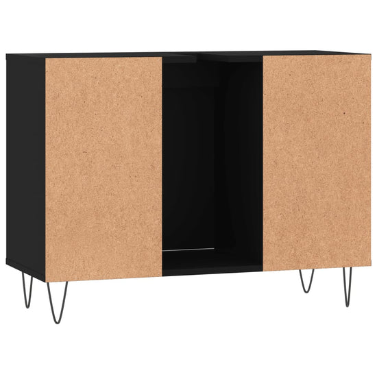 Badkamerkast 80x33x60 cm bewerkt hout zwart MeubelReus