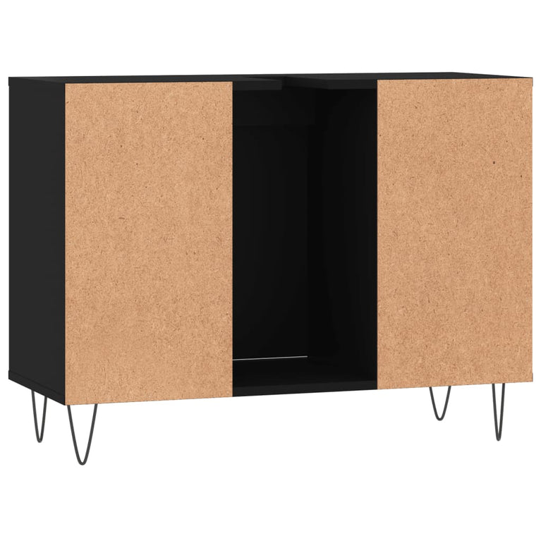Badkamerkast 80x33x60 cm bewerkt hout zwart MeubelReus