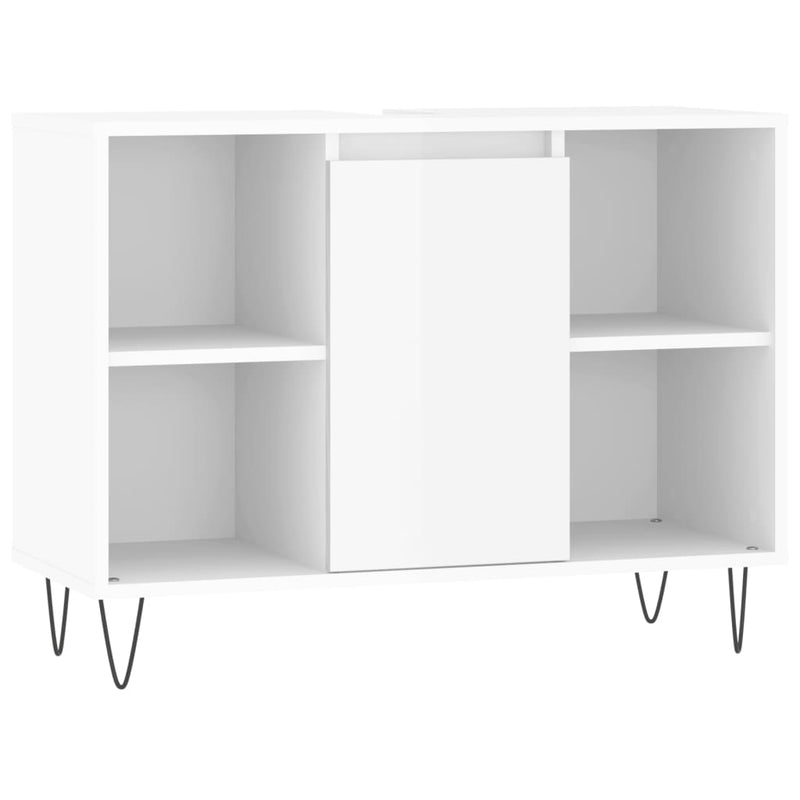 Badkamerkast 80x33x60 cm bewerkt hout hoogglans wit MeubelReus