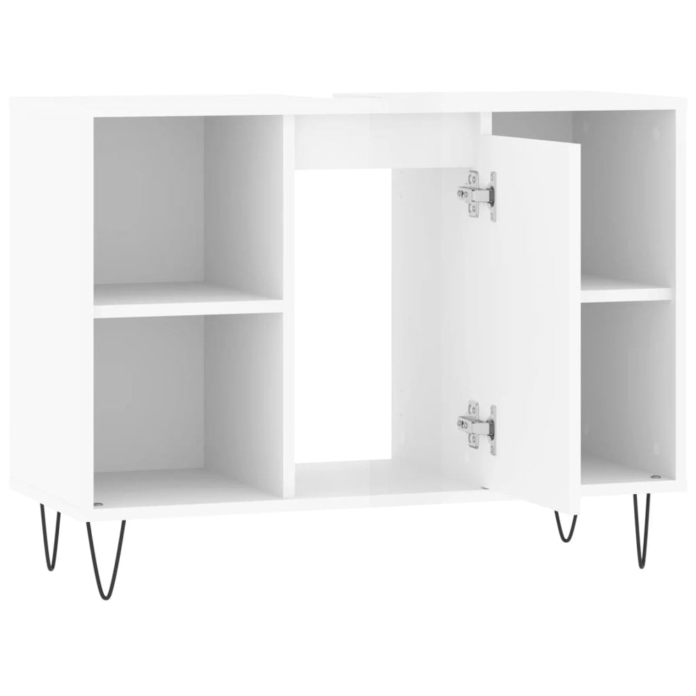 Badkamerkast 80x33x60 cm bewerkt hout hoogglans wit MeubelReus
