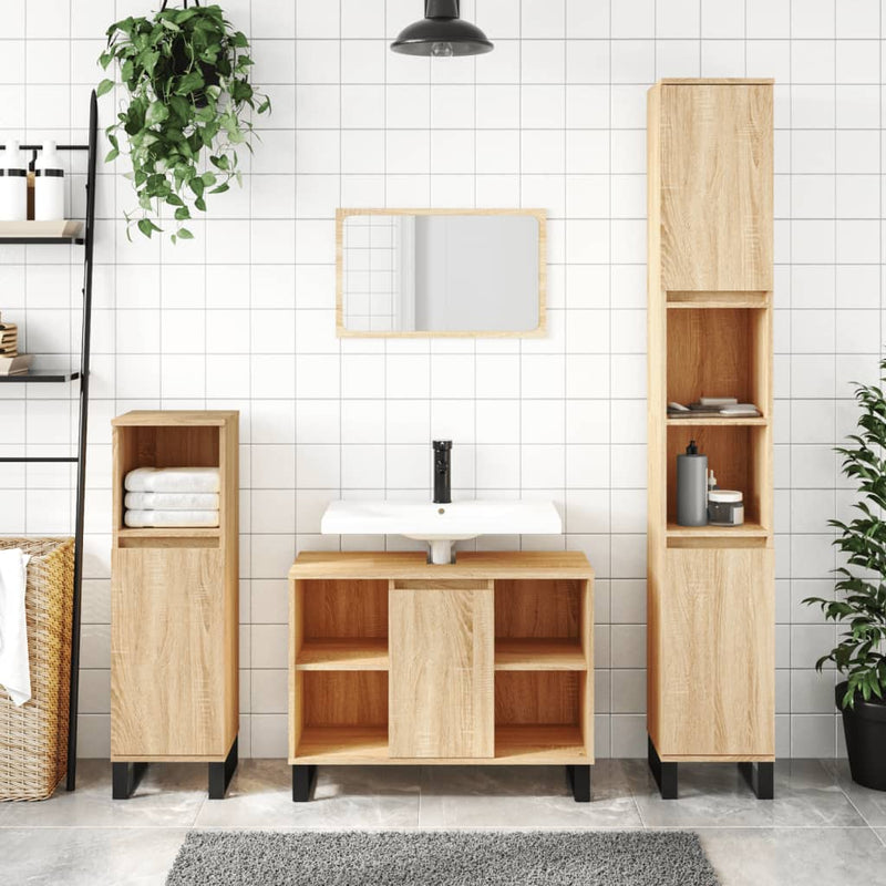 Badkamerkast 80x33x60 cm bewerkt hout sonoma eikenkleurig MeubelReus