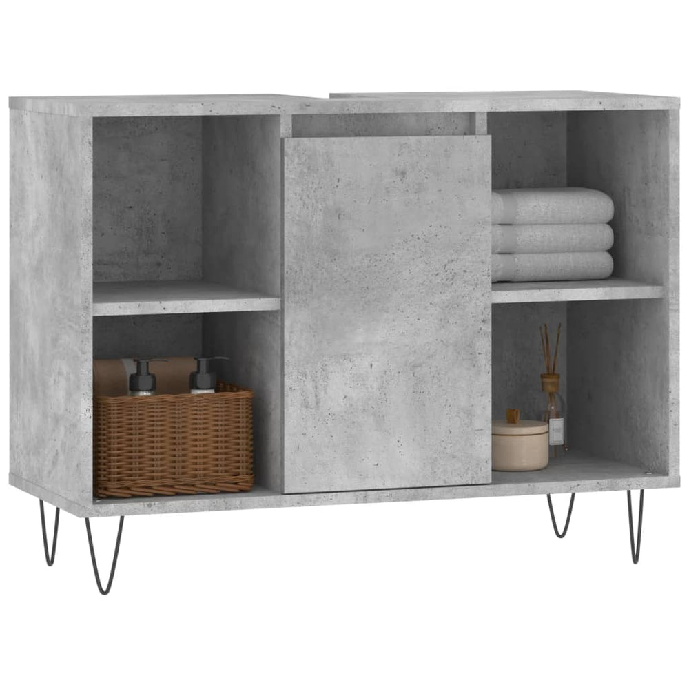 Badkamerkast 80x33x60 cm bewerkt hout betongrijs MeubelReus