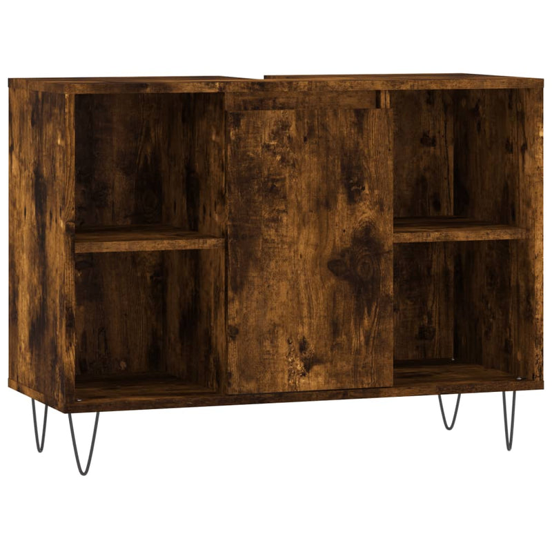 Badkamerkast 80x33x60 cm bewerkt hout gerookt eikenkleurig MeubelReus