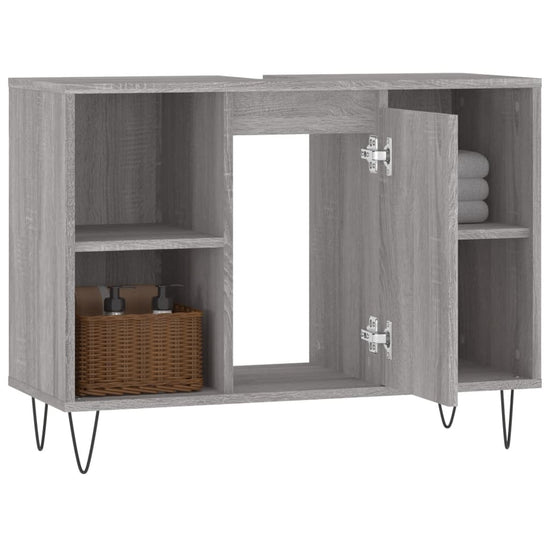 Badkamerkast 80x33x60 cm bewerkt hout grijs sonoma eikenkleurig MeubelReus