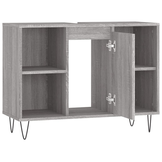 Badkamerkast 80x33x60 cm bewerkt hout grijs sonoma eikenkleurig MeubelReus