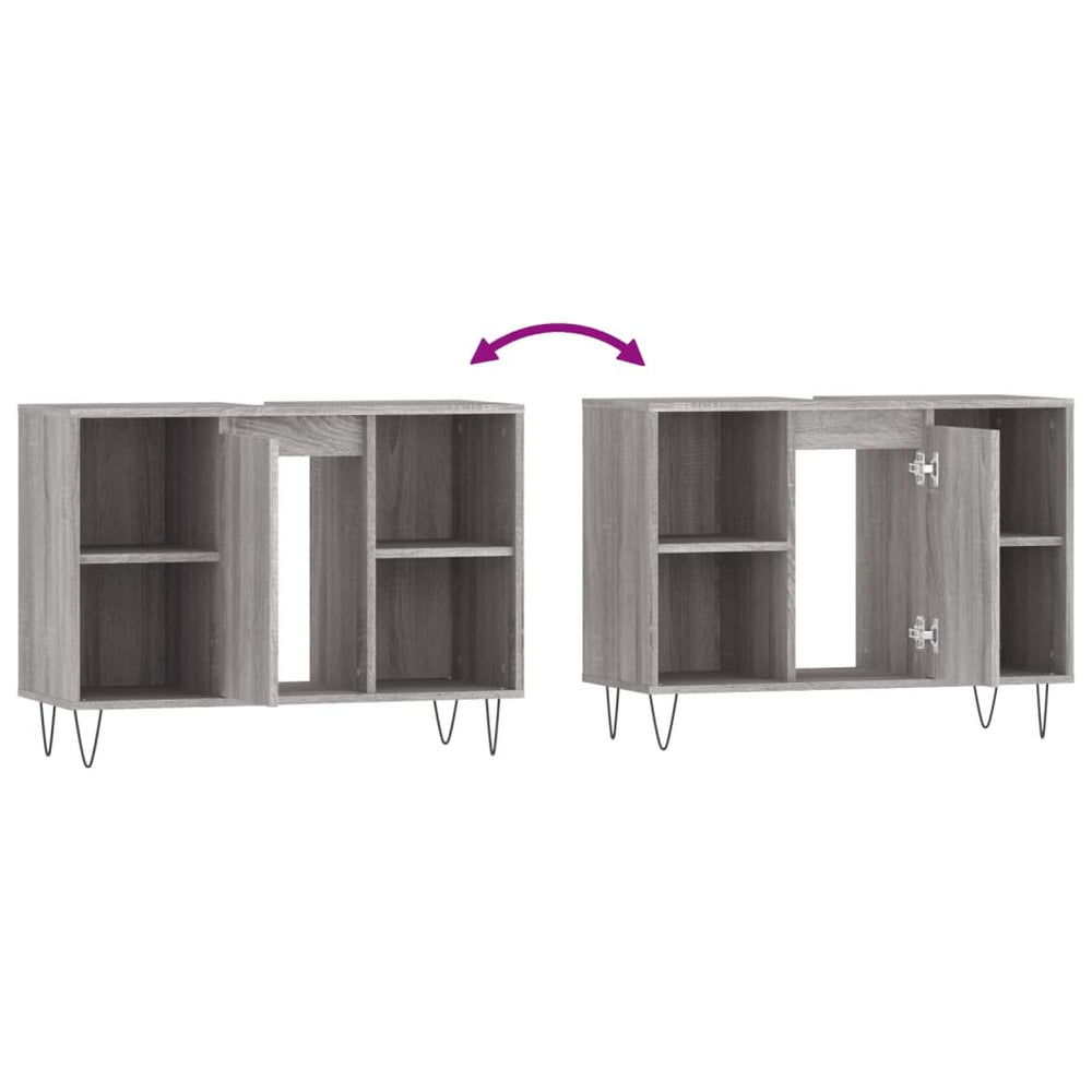 Badkamerkast 80x33x60 cm bewerkt hout grijs sonoma eikenkleurig MeubelReus