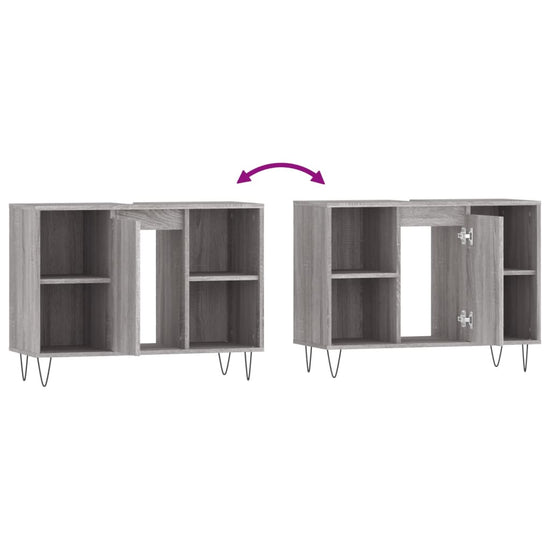 Badkamerkast 80x33x60 cm bewerkt hout grijs sonoma eikenkleurig MeubelReus