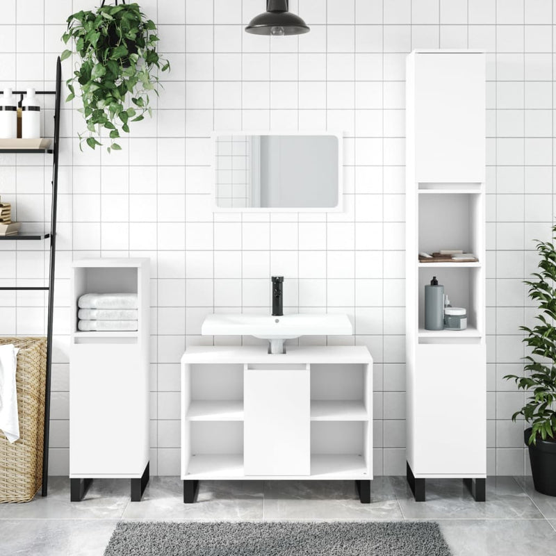 Badkamerkast 80x33x60 cm bewerkt hout wit MeubelReus