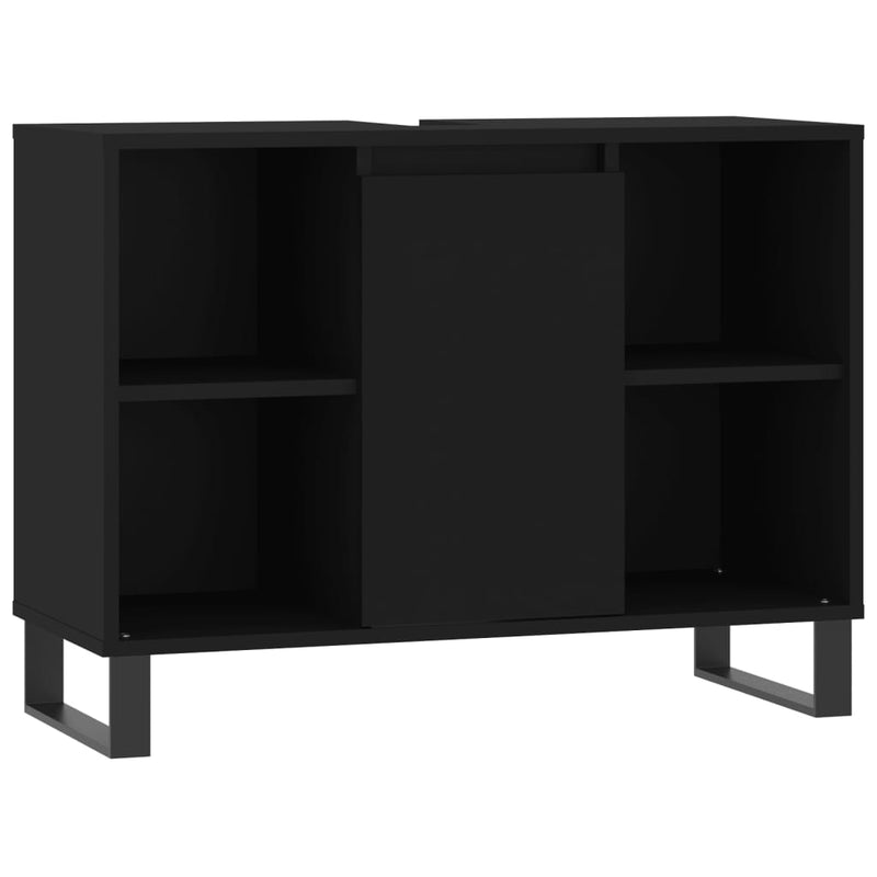 Badkamerkast 80x33x60 cm bewerkt hout zwart MeubelReus