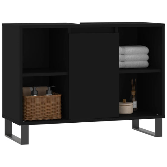 Badkamerkast 80x33x60 cm bewerkt hout zwart MeubelReus