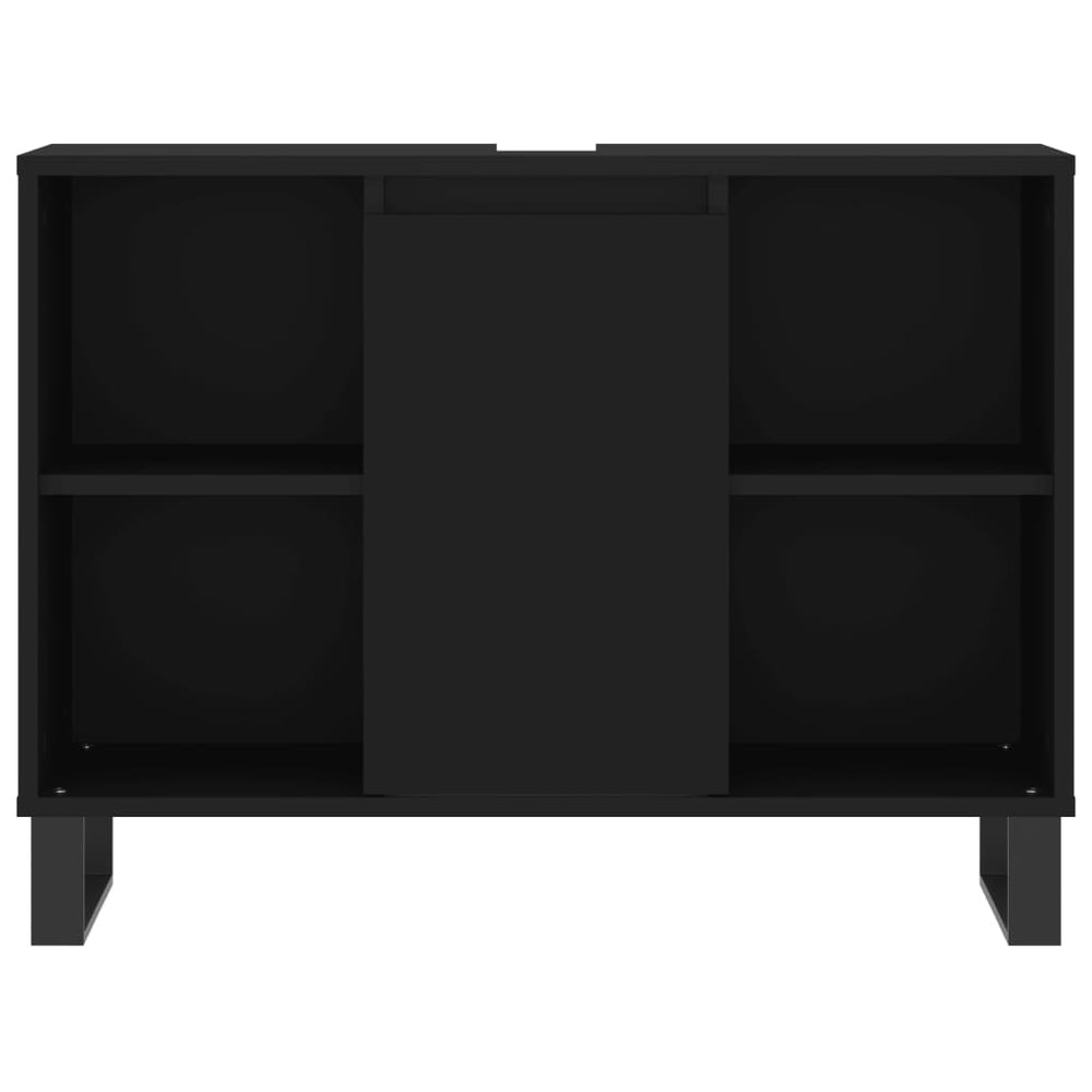 Badkamerkast 80x33x60 cm bewerkt hout zwart MeubelReus