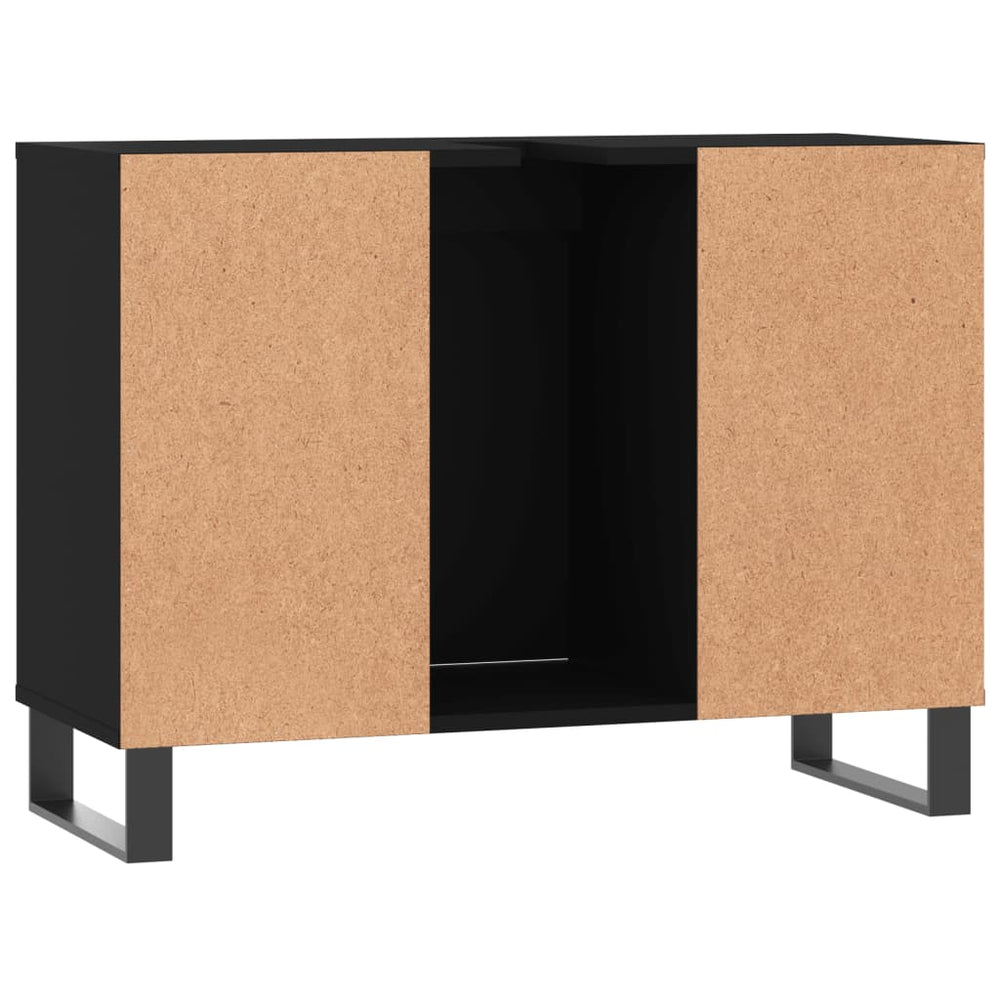 Badkamerkast 80x33x60 cm bewerkt hout zwart MeubelReus