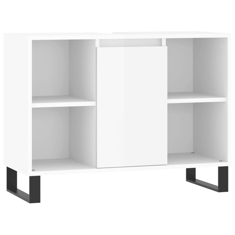 Badkamerkast 80x33x60 cm bewerkt hout hoogglans wit MeubelReus