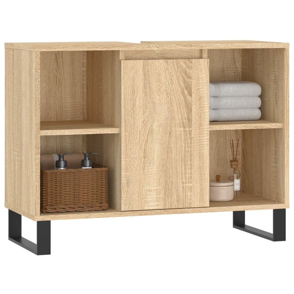 Badkamerkast 80x33x60 cm bewerkt hout sonoma eikenkleurig MeubelReus