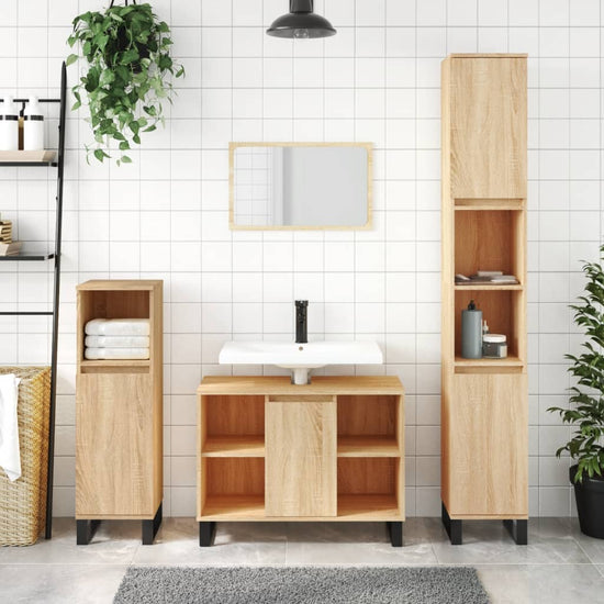 Badkamerkast 80x33x60 cm bewerkt hout sonoma eikenkleurig MeubelReus