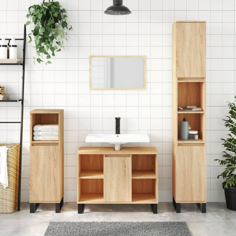 Badkamerkast 80x33x60 cm bewerkt hout sonoma eikenkleurig MeubelReus