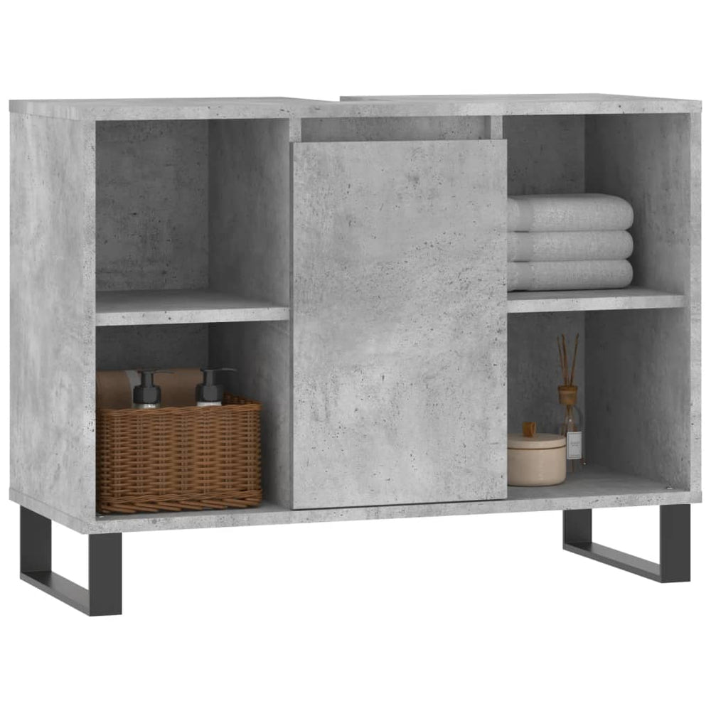 Badkamerkast 80x33x60 cm bewerkt hout betongrijs MeubelReus