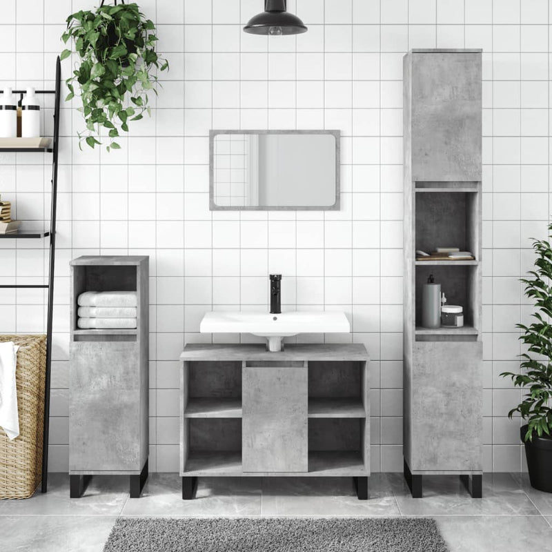 Badkamerkast 80x33x60 cm bewerkt hout betongrijs MeubelReus