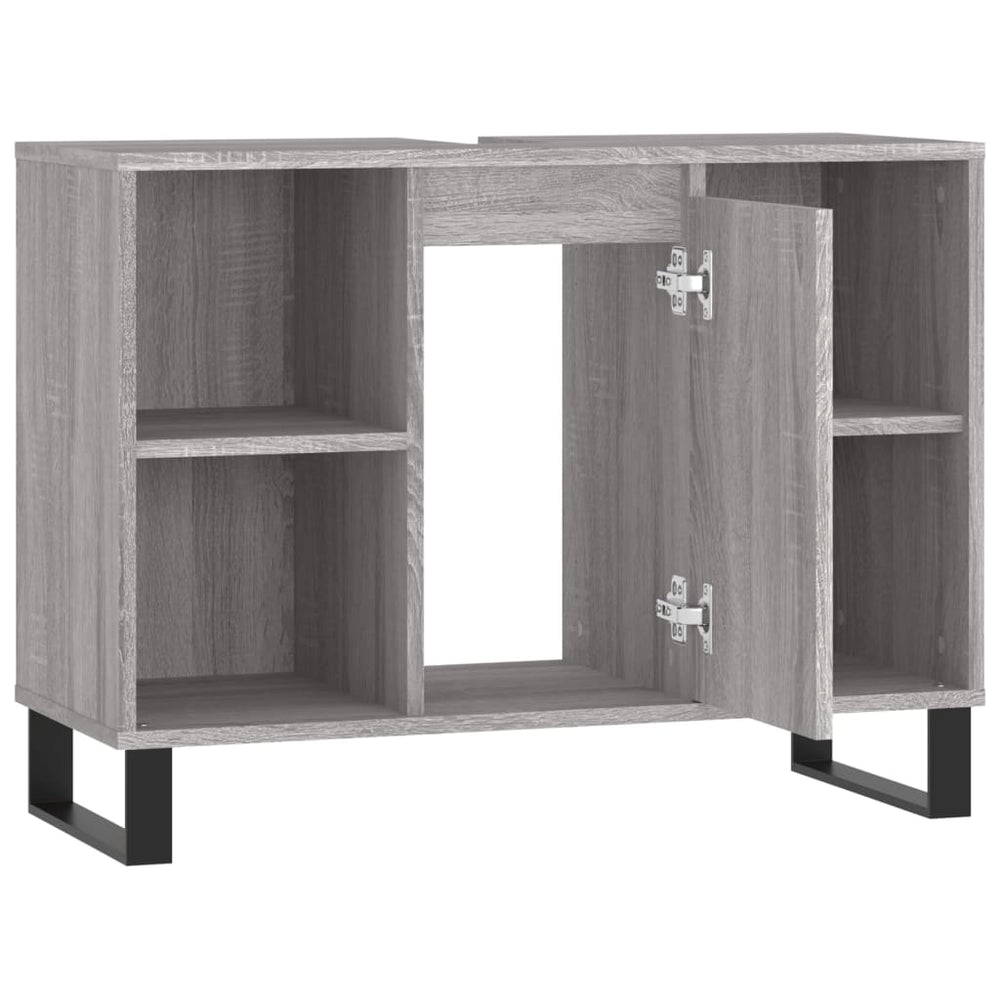 Badkamerkast 80x33x60 cm bewerkt hout grijs sonoma eikenkleurig MeubelReus