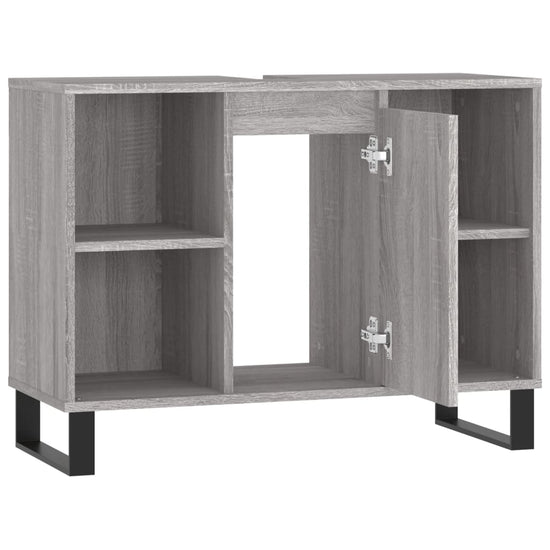 Badkamerkast 80x33x60 cm bewerkt hout grijs sonoma eikenkleurig MeubelReus