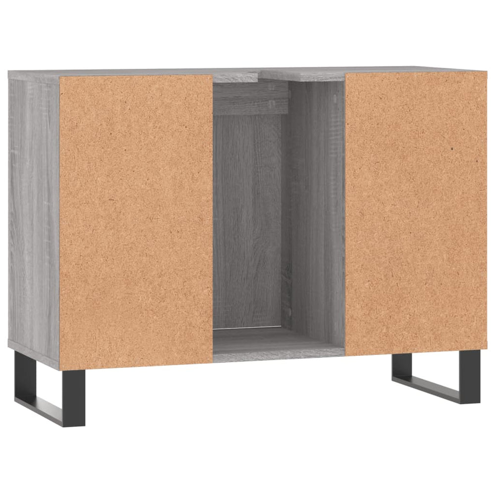 Badkamerkast 80x33x60 cm bewerkt hout grijs sonoma eikenkleurig MeubelReus