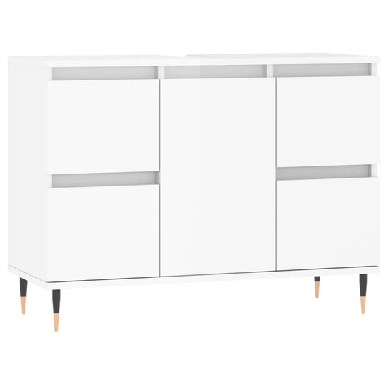 Badkamerkast 80x33x60 cm bewerkt hout hoogglans wit MeubelReus
