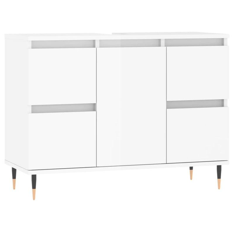 Badkamerkast 80x33x60 cm bewerkt hout hoogglans wit MeubelReus