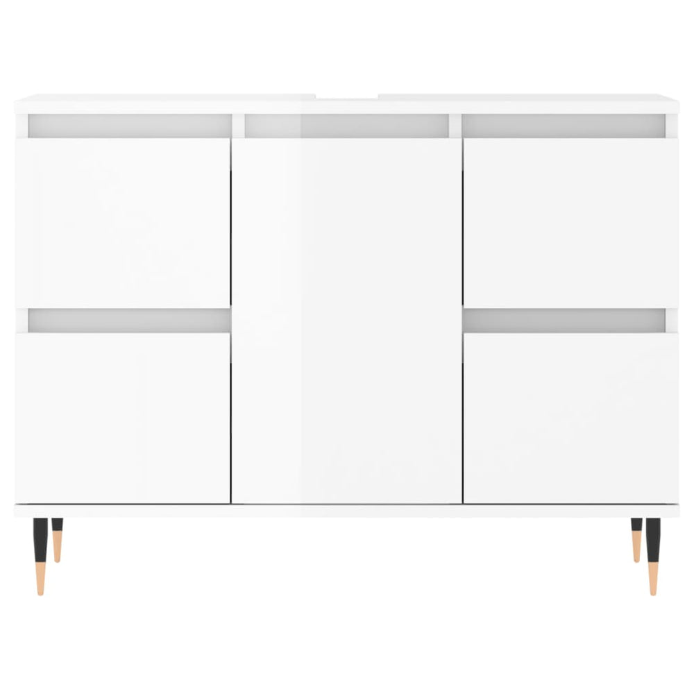 Badkamerkast 80x33x60 cm bewerkt hout hoogglans wit MeubelReus