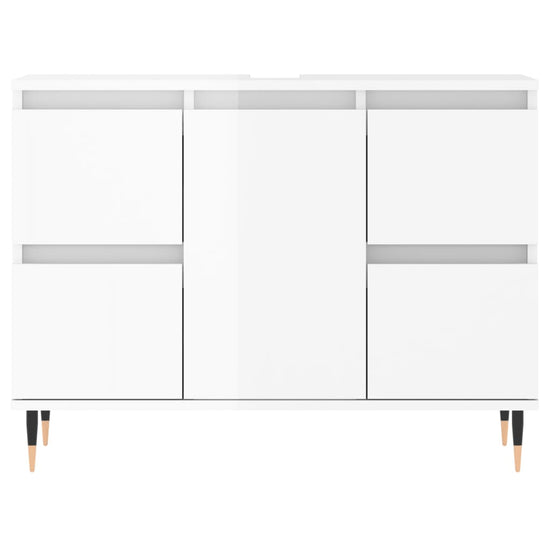 Badkamerkast 80x33x60 cm bewerkt hout hoogglans wit MeubelReus
