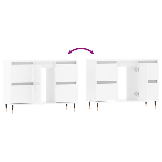 Badkamerkast 80x33x60 cm bewerkt hout hoogglans wit MeubelReus