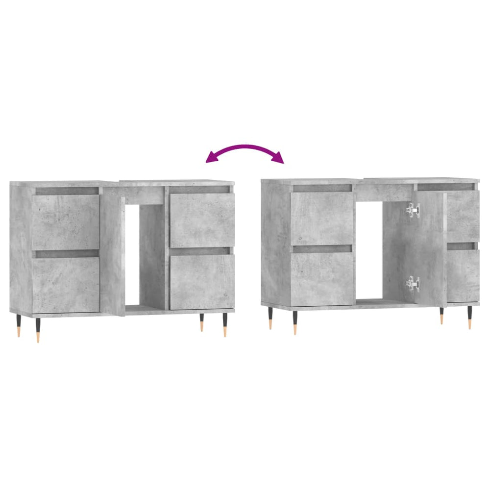 Badkamerkast 80x33x60 cm bewerkt hout betongrijs MeubelReus