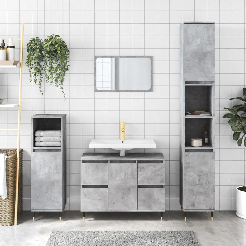 Badkamerkast 80x33x60 cm bewerkt hout betongrijs MeubelReus