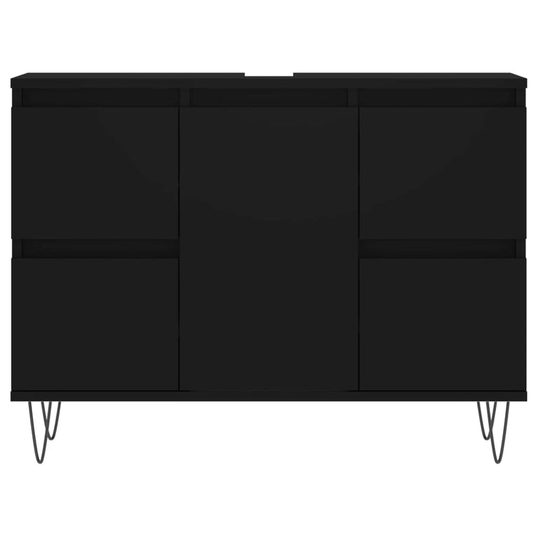 Badkamerkast 80x33x60 cm bewerkt hout zwart