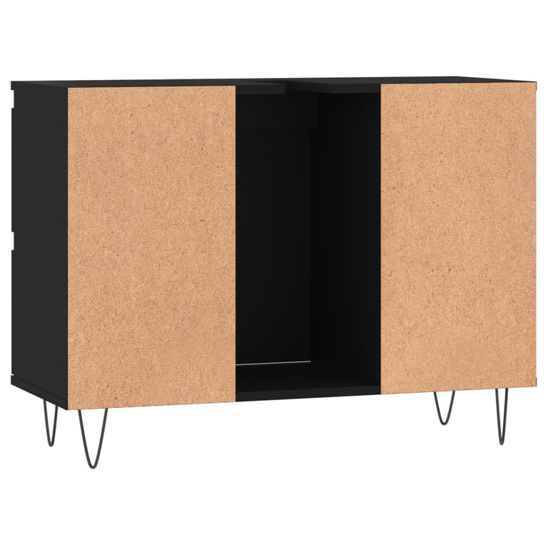 Badkamerkast 80x33x60 cm bewerkt hout zwart