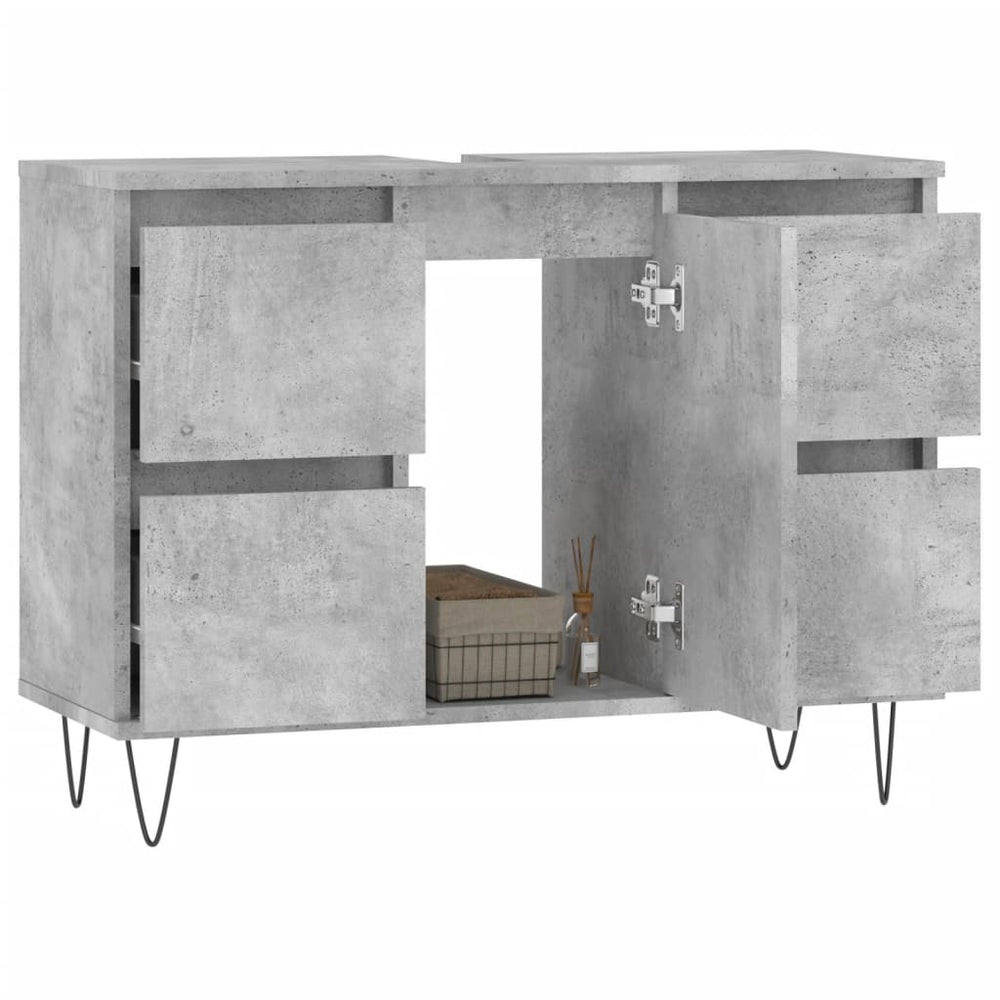 Badkamerkast 80x33x60 cm bewerkt hout betongrijs MeubelReus