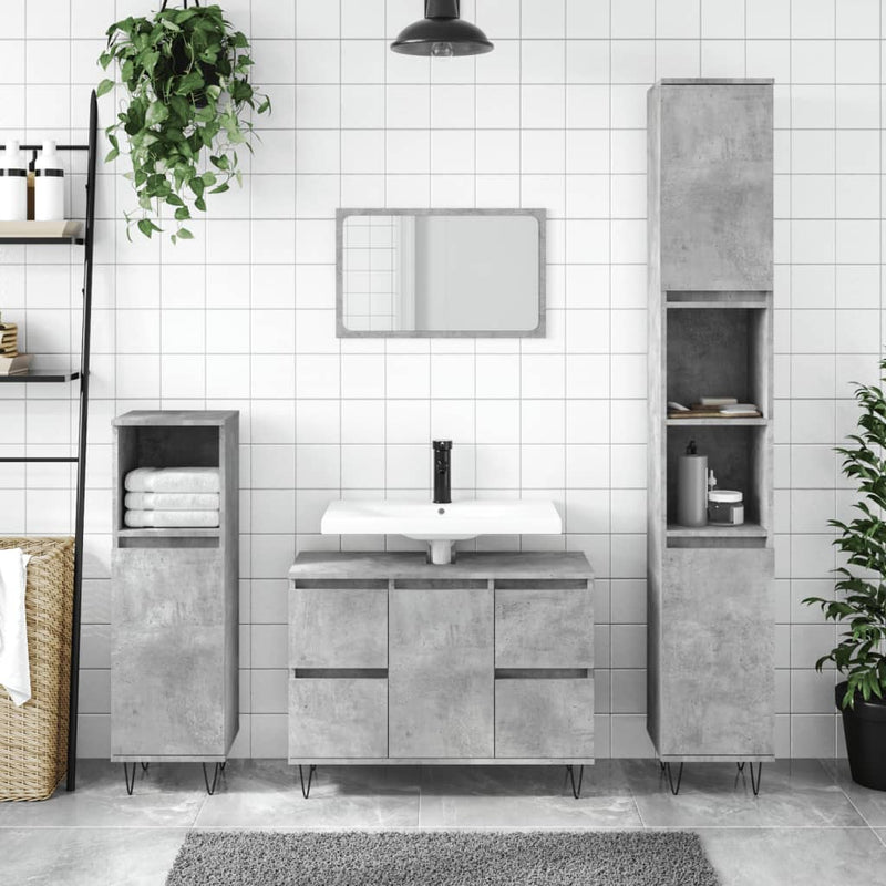 Badkamerkast 80x33x60 cm bewerkt hout betongrijs MeubelReus