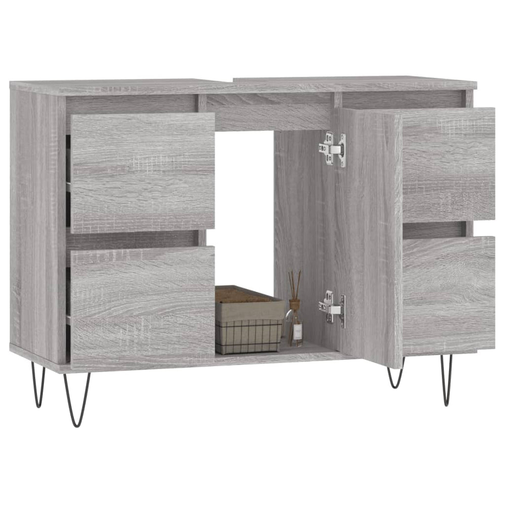 Badkamerkast 80x33x60 cm bewerkt hout grijs sonoma eikenkleurig MeubelReus