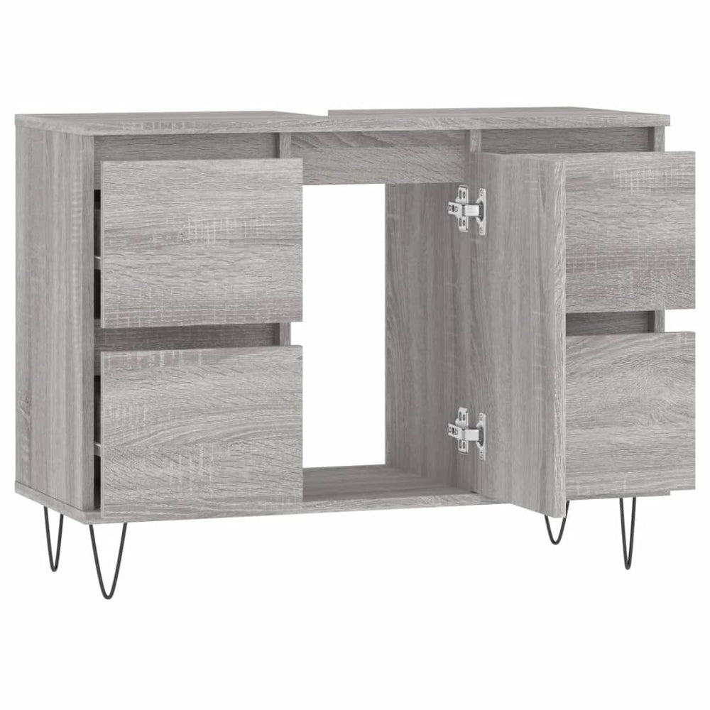 Badkamerkast 80x33x60 cm bewerkt hout grijs sonoma eikenkleurig MeubelReus