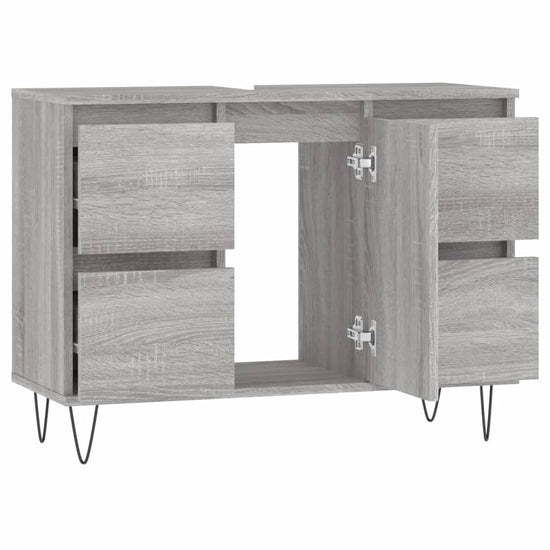 Badkamerkast 80x33x60 cm bewerkt hout grijs sonoma eikenkleurig MeubelReus