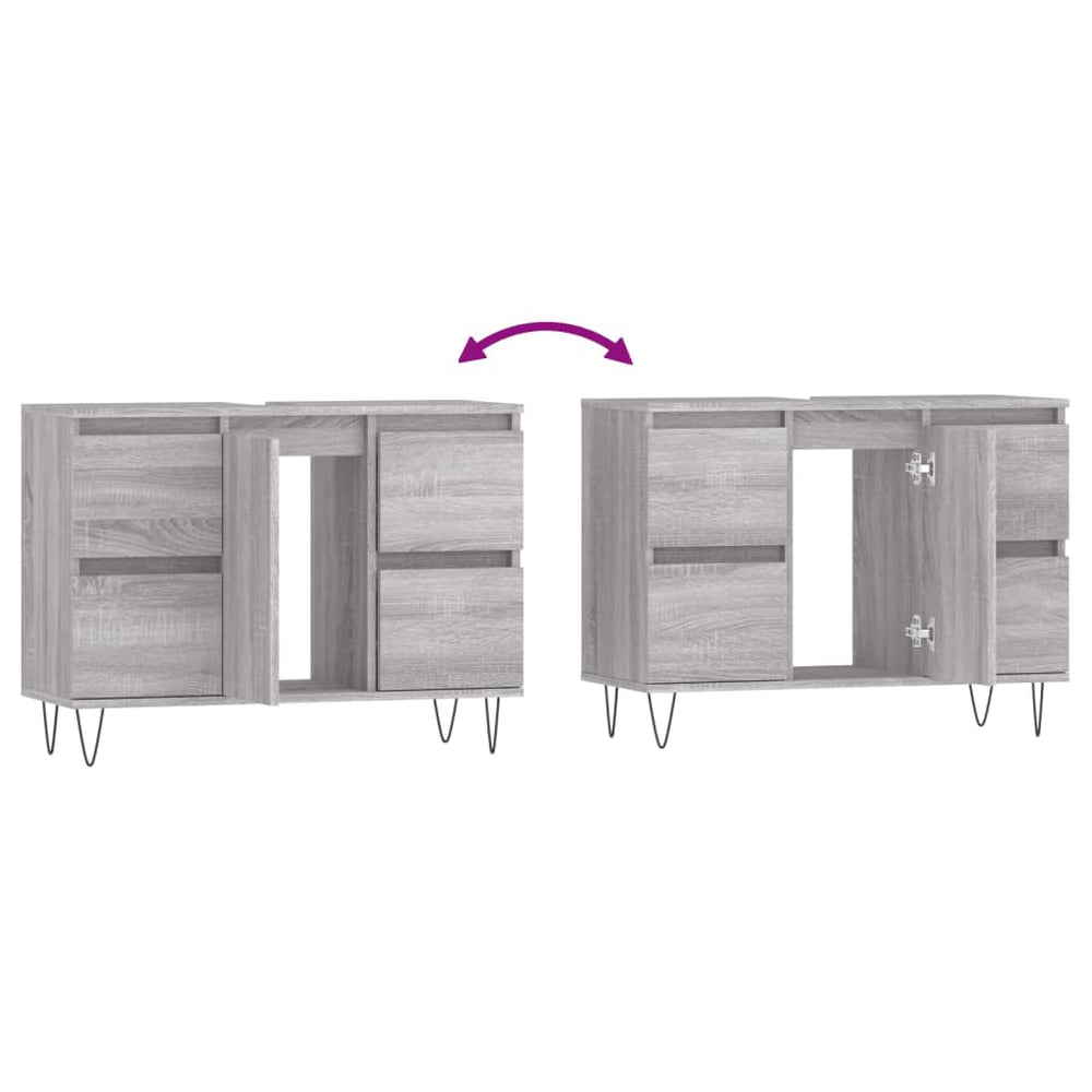 Badkamerkast 80x33x60 cm bewerkt hout grijs sonoma eikenkleurig MeubelReus