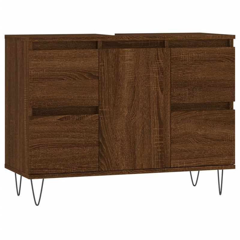 Badkamerkast 80x33x60 cm bewerkt hout bruin eikenkleur MeubelReus
