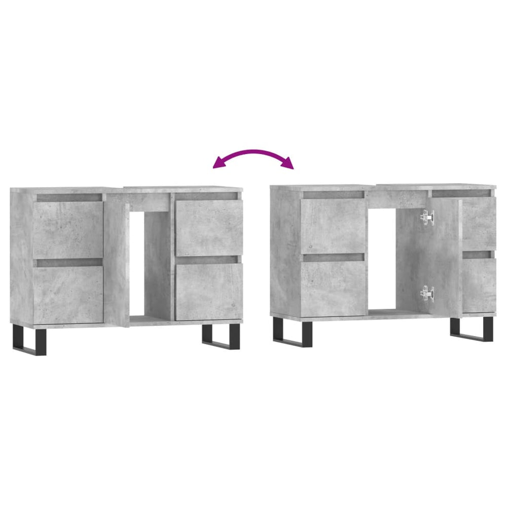 Badkamerkast 80x33x60 cm bewerkt hout betongrijs MeubelReus